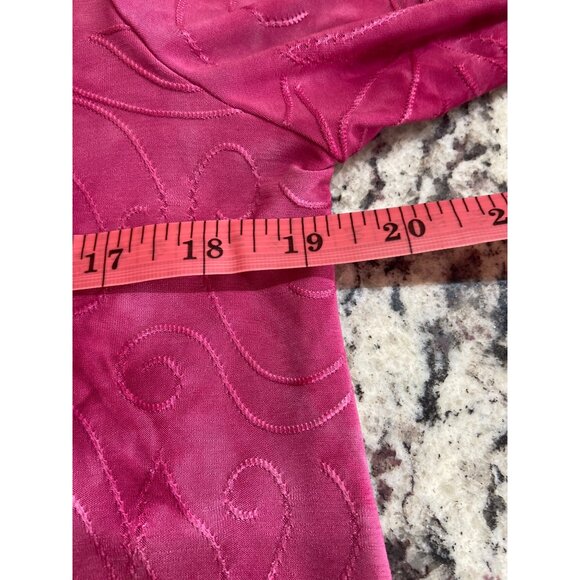 New Direction Women Small Blouse Pink Embroidered Swirl Rolled Sleeve Barbiecore - Picture 6 of 8